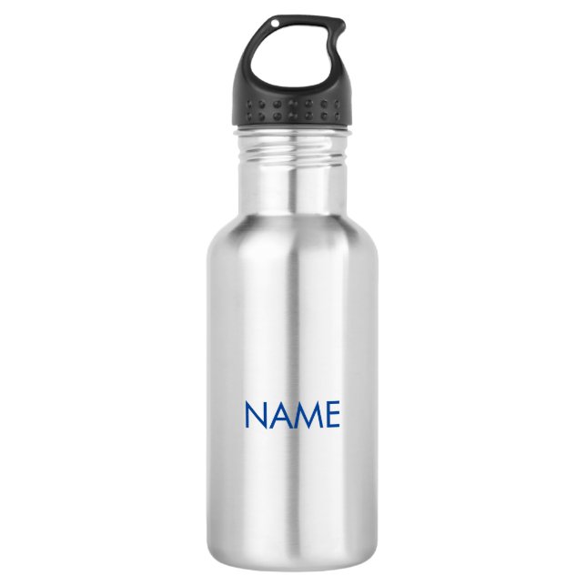 Customise with name, text minimalist blue 532 ml water bottle (Front)