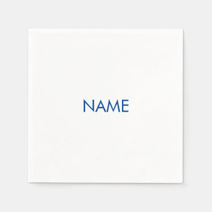 Customise with name, text minimalist blue white napkin