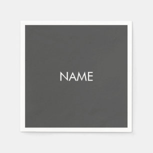 Customise with name, text minimalist charcoal grey napkin