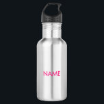 Customise with name, text minimalist fuchsia pink 532 ml water bottle<br><div class="desc">Customise with name,  text minimalist fuchsia hot pink stainless steel water bottle</div>