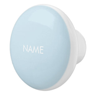 Customise with name, text minimalist light blue ceramic knob