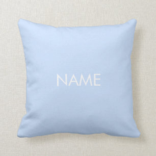Customise with name, text minimalist light blue cushion