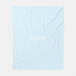 Customise with name, text minimalist light blue fleece blanket