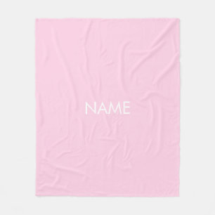 Customise with name, text minimalist light pink fleece blanket
