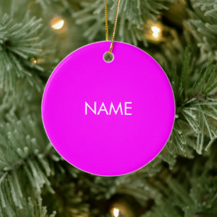 Customise with name, text minimalist magenta white ceramic tree decoration