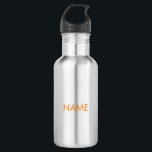 Customise with name, text minimalist orange 532 ml water bottle<br><div class="desc">Customise with name,  text minimalist orange stainless steel water bottle</div>