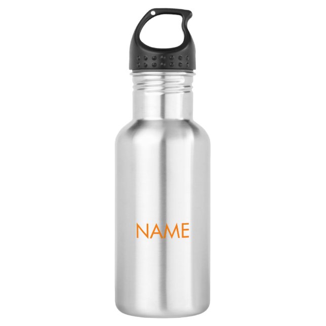 Customise with name, text minimalist orange 532 ml water bottle (Front)
