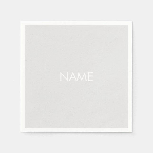 Customise with name, text minimalist pale grey napkin (Front)