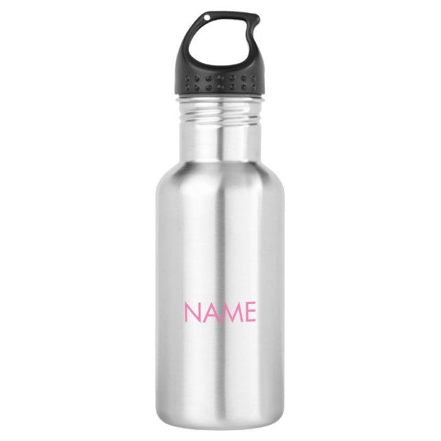 Customise with name, text minimalist pink 532 ml water bottle (Front)