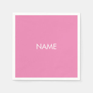 Customise with name, text minimalist pink white napkin