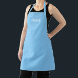 Customise with name, text minimalist sky blue apron<br><div class="desc">Customise with name,  text minimalist sky blue white Apron.

Great for cooks,  chefs,  pottery,  ceramics,  crafts,  work,  kitchen,  baking,  bbq,  grill,  and also businesses and stores,  etc</div>