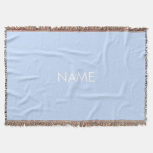 Customise with name, text minimalist sky blue whit throw blanket