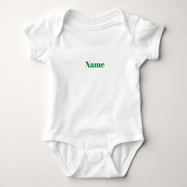 Customise with name, text minimalist white baby bodysuit (Front)