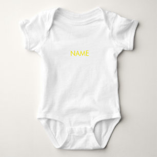 Customise with name, text minimalist white yellow baby bodysuit