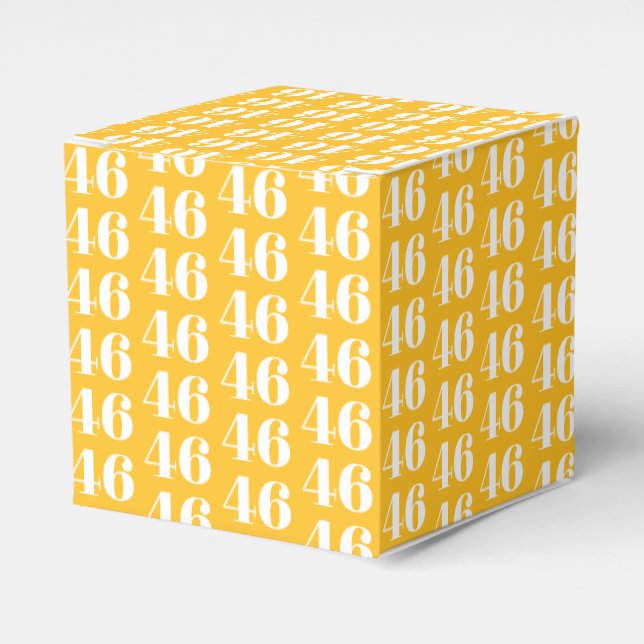 Customise with number, initial monogram yellow favour box (Front Side)