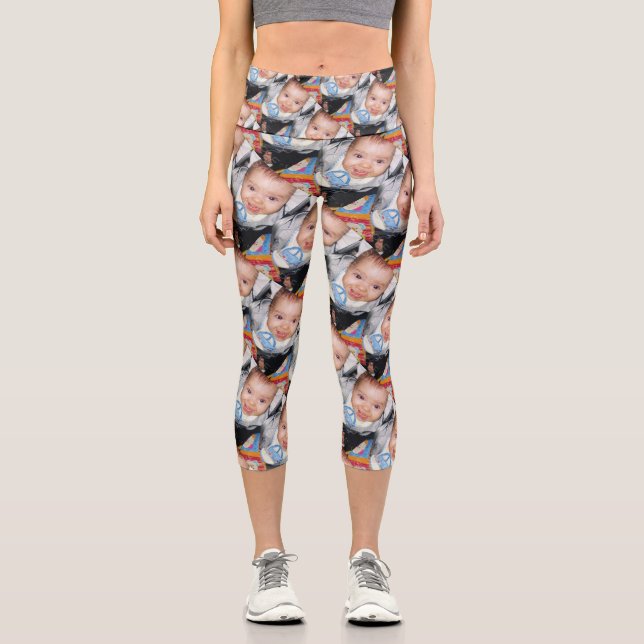 Customise with Your custom photo pattern Capri Leggings (Front)