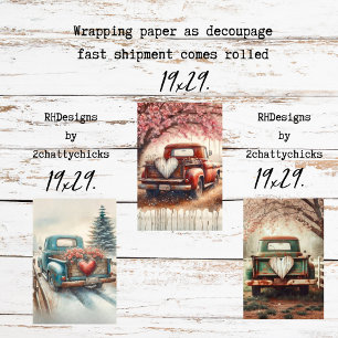 Customise Wrapping PaperTrucks Valentine Decoupage Paper Sheet