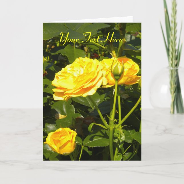 *Customise* Yellow Roses Greeting Card (Front)