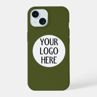 Customise Your Black White company logo Army green iPhone 15 Case
