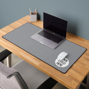 Customise Your Black White company logo Grey Desk Mat