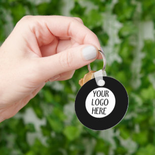 Customise Your Black White company logo Key Ring