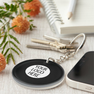 Customise Your Black White company logo Key Ring