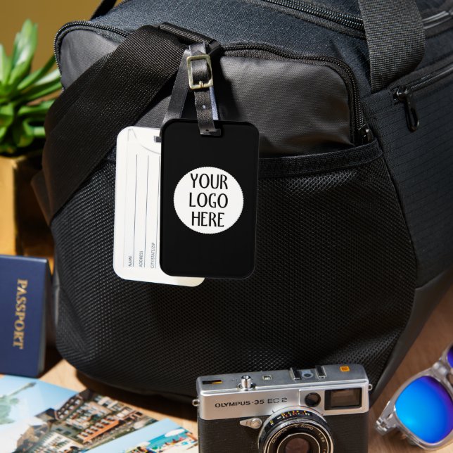 Customise Your Black White company logo  Luggage Tag (Front & Back)