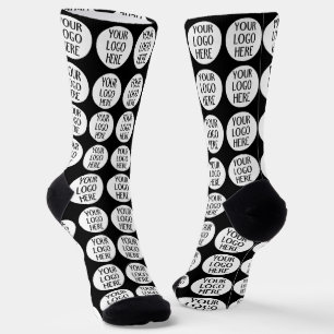Customise Your Black White company logo pattern Socks