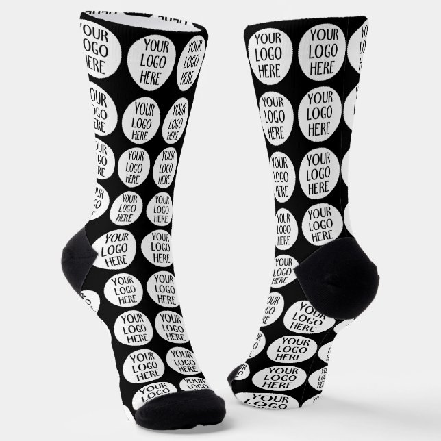Customise Your Black White company logo pattern Socks (Angled)