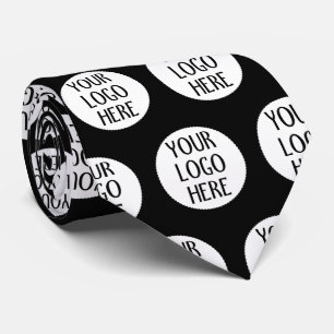 Customise Your Black White company logo pattern Tie