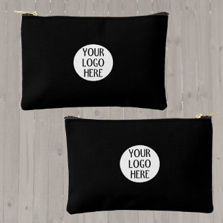Customise Your Black White company logo Zipper Accessory Pouch