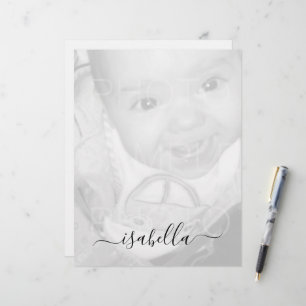 Customise Your Black White photo Monogram name Custom Letterhead