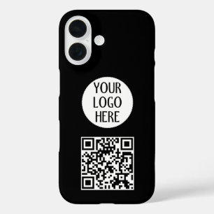 Customise Your Black White QR code company logo  iPhone 16 Case