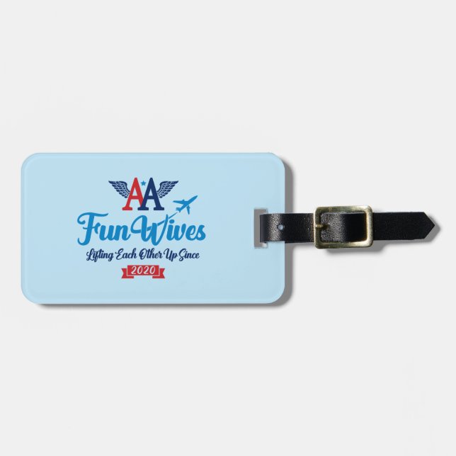 Customise Your BlueLuggage Tag AA Fun Wives Logo (Front Horizontal)