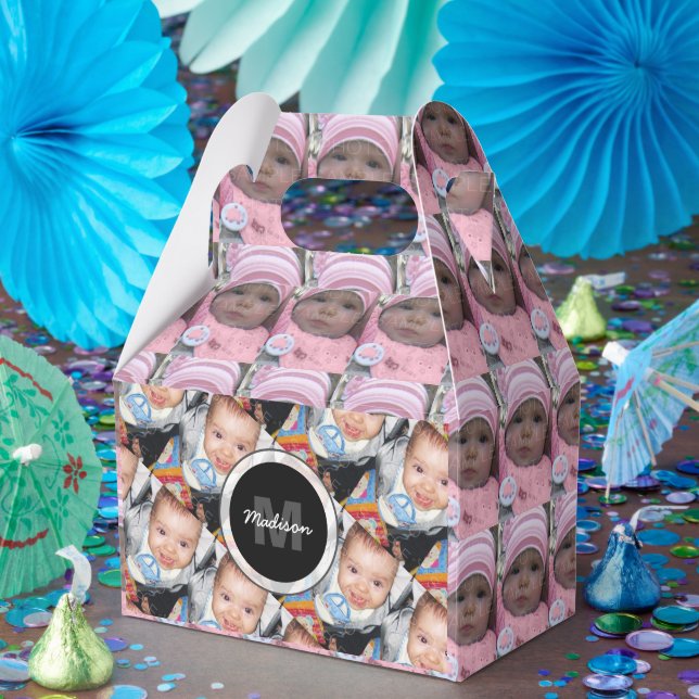 Customise Your custom three photo pattern Monogram Favour Box (Party)