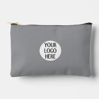 Customise Your Grey White company logo Zipper Accessory Pouch