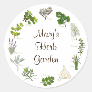 Customise Your Herb Garden Round Sticker