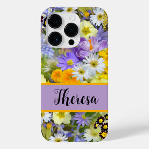 Customise your name Girly Bright Flowered Case-Mate iPhone 14 Pro Case