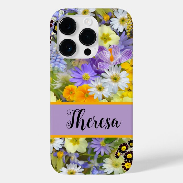 Customise your name Girly Bright Flowered  Case-Mate iPhone Case (Back)