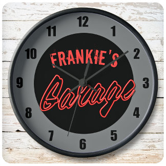 Customise Your Name Neon Style Hot Rod Car Garage Clock