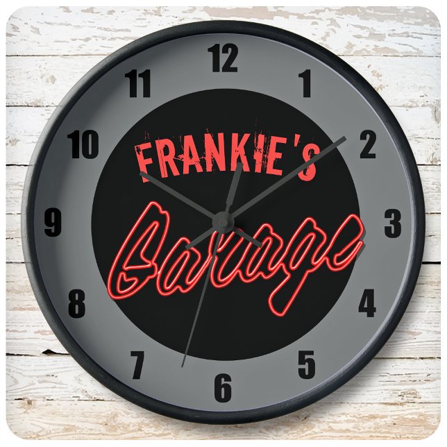 Customise Your Name Neon Style Hot Rod Car Garage Clock (Creator Uploaded)