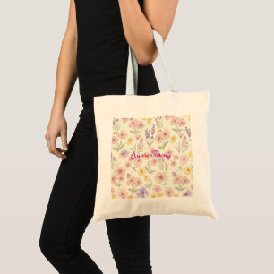 Customise Your Name - Pastel Floral Tote Bag