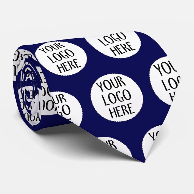 Customise Your Navy Blue company logo pattern Tie (Rolled)