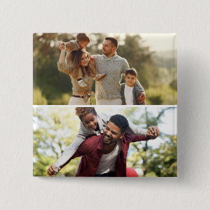 Customise Your Own 2 Photo Collage  15 Cm Square Badge