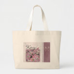 Customise your own 90th birthday large tote bag<br><div class="desc">White and pink cherry blossoms with cute little polka dot bird and 90 in old fashioned font.  Easily change names on this design to personalise for your friend or family member who is turning 90.</div>