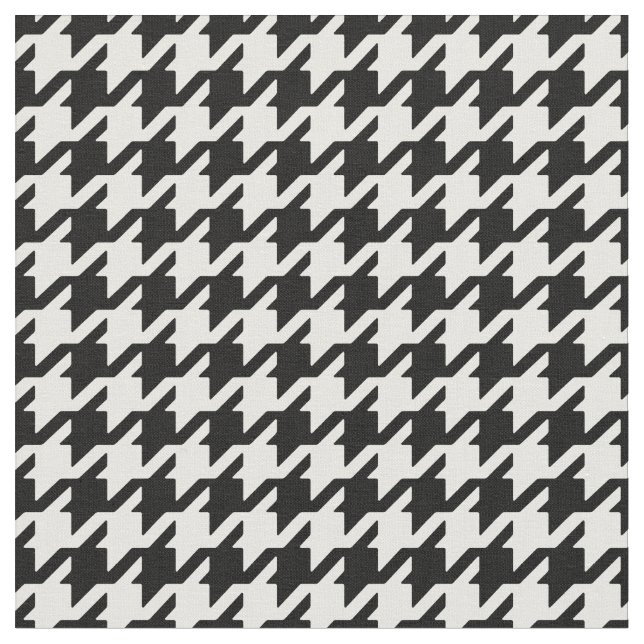 Customise your own black white houndstooth pattern fabric (Close Up)
