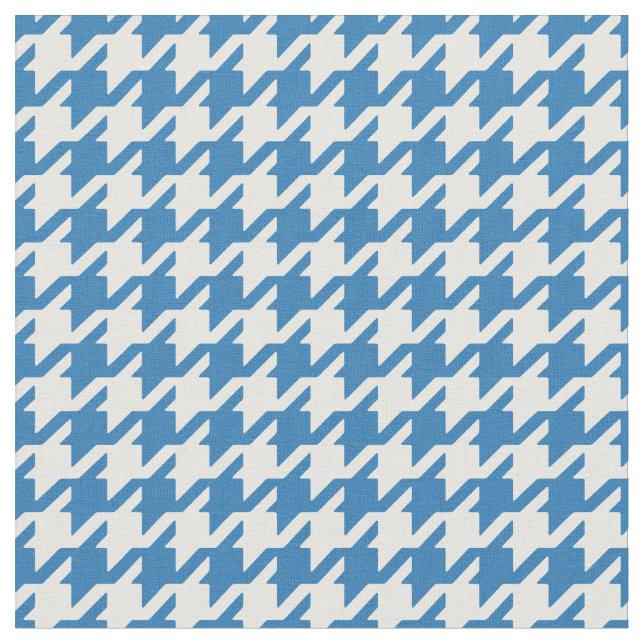 Customise your own blue white houndstooth pattern fabric (Close Up)