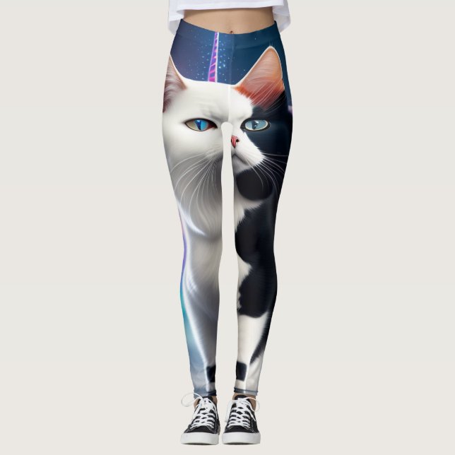 Customise Your Own Cat Riding A Unicorn Yoga Leggings (Front)