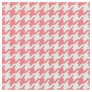 Customise your own coral houndstooth pattern fabric