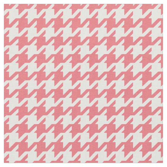 Customise your own coral houndstooth pattern fabric (Close Up)